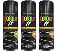 MIXEL All Purpose Black Matte Spray Paint, Quick Drying, Non Cracking, Durable And Matte Finish, Easy To Use, Interior And Exterior Use On Metal, Plastic, Wood, 250ml (3Pcs)