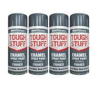 MIXEL All-Purpose Enamel Grey Primer Paint Spray, Quick Drying Formula, Easy To Apply, Suitable for Wood, Plastic, Metal, Interior and Exterior Use, Long-Lasting, 400ml, (4 Pcs)