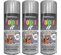MIXEL All-Purpose Grey Primer Spray Paint, Quick Drying, Indoor and Outdoor Use, Matte Finish, Easy to Apply, Long-Lasting, For Metal, Wood, & Plastic, 250ML (3 PCS)