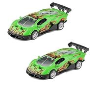 MIXEL Alloy Scissors Door Return Force Car, Pull-Back Mechanism, Smooth-Rolling Action, Collectible, and Playable, Great for All Ages, Green, (2 Pcs)