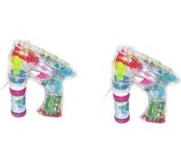 MIXEL Automatic Bubble Ray G-U-N, Flashing LED Light, Battery Operated, Comfortable Grip, Lightweight, Ergonomic Design, Perfect For Outdoor Play (2 Pcs)