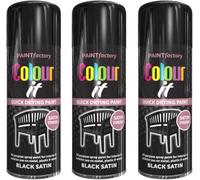 MIXEL Black Colour Satin Spray Paint, Durable And Satin Finish, Non Cracking, Quick Drying, Easy To Use, Interior And Exterior Use On Metal, Plastic, Wood, 250ml