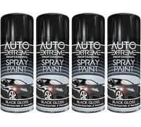 MIXEL Black Gloss Spray Paint, Easy To Apply, Quick Drying Formula, DIY Projects, Crafts, Ideal For Wood, Metal, Plastics, Long-Lasting Protection, Indoor And Outdoor Use, 400ml, (4 Pcs)