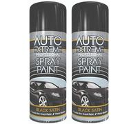 MIXEL Black Satin Spray Paint, DIY Enthusiasts, Quick Drying Formula, Indoor And Outdoor Use, DIY Projects, Perfect For Wood, Metal, Plastic, Ceramics, 400ml, (2 Pcs)