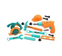 MIXEL Building Worker Toy Tool Playset for Kids, Pretend Construction Kit with Drill, Helmet, Saw & Tools, Educational Role-Play Toy for Boys & Girls