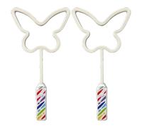 MIXEL Butterfly Bubble Wand for Kids, White Handle with Rainbow Stripes, Creative Outdoor Toy for Parties, Gifts, Summer Fun & Imaginative Play (2 PCS)