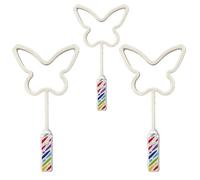 MIXEL Butterfly Bubble Wand for Kids, White Handle with Rainbow Stripes, Creative Outdoor Toy for Parties, Gifts, Summer Fun & Imaginative Play (3 PCS)