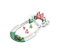 MIXEL Christmas Track Set, Battery Operated Train with Bridge, Santa & Snowman, Holiday Train Set for Boys & Girls