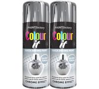 MIXEL Chrome Effect Gloss Spray Paint, Quick Drying Formula, DIY Projects, Ideal For Enhancing Metal, Wood, Plastic, Glass, Perfect For Crafting, Automotive, 400ml, (2 Pcs)