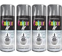 MIXEL Chrome Effect Gloss Spray Paint, Quick Drying Formula, DIY Projects, Ideal For Enhancing Metal, Wood, Plastic, Glass, Perfect For Crafting, Automotive, 400ml, (4 Pcs)