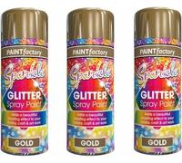MIXEL Gold Glitter Spray Paint, Sparkle Effect, Non-Cracking, Quick Drying, Vibrant Colour, Easy To Use, Durable And Long Lasting, Ideal Use For Decoration, Interior And Exterior, 200ml (3Pcs)