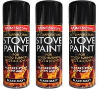 MIXEL High Temperature Black Matte Stove Spray Paint, Non Cracking, Quick Drying, Durable And Long Lasting, Easy To Use, Ideal Use On Wood Burners, BBQ’S And Stoves, 400ml (3Pcs)