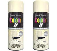 MIXEL Ivory Silk Gloss Finish Spray Paint, Quick Drying Formula, DIY Projects, Ideal For Wood, Metal, Plastic, Perfect For Crafting, Home Décor, Interior & Exterior Use, 400ml, (2 Pcs)