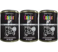 MIXEL Jet Black Gloss Paint Tin, Quick-Drying Formula, DIY Projects, Ideal for Interior and Exterior Use, Perfect for Wood, Metal, Plastic, Home Renovations, 300ml, (3 Pcs)