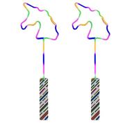 MIXEL LED Unicorn Wand for Kids, Light-Up Rainbow Glow Wand with Magical Unicorn Topper, Party Favour, Costume Accessory & Festival Toy for Girls & Boys (2 PCS)