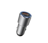MIXEL Metal Dual USB Car Charger, LED Power Indicator, Quick Charging Compact Design, Universal Compatibility, Easy To Use, Stable Connection (Silver)