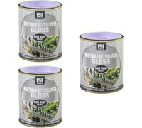 MIXEL Metallic Silver Gloss Non-Drip Paint, Fast-Drying, Easy-to-Apply, Perfect for Enhancing Metal, Wood, Plastic, Glass, Ceramic, Indoor and Outdoor Use, 300ml, (3 Pcs)