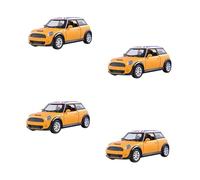 MIXEL Mini Sports Car With 1: 22 Scale, Durable Die-Cast Design, Pull-Back Mechanism, Durability and Realistic,Fun Toy for Kids, Yellow (4 Pcs)