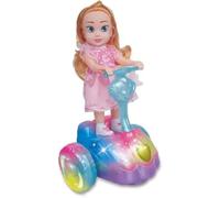 MIXEL Princess Stunt Dancing Scooter, Princess Sound, 360-Degree Rotation, Vibrant LED Lights, Doll with Car Seat, Baby Doll Toys, Develop Fine Motor Skills
