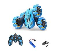 MIXEL RC Stunt Car, Dual-Sided Driving, LED Lights, Easy-to-Control Design, Rechargeable Battery, Promoting Coordination, Outdoor Adventure, Long-Range 2.4GHz Controller, Flips, Spins, (Blue)