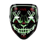 MIXEL Scary LED Halloween Mask, Easy-To-Use On/Off, Comfortable Fit, Perfect For Parties, Adjustable Strip, Eye-Catching Design, Battery Operated, Durable Construction, (Green-Black)