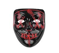 MIXEL Scary LED Halloween Mask, Easy-To-Use On/Off, Comfortable Fit, Perfect For Parties, Adjustable Strip, Eye-Catching Design, Battery Operated, Durable Construction, (Red-Black)