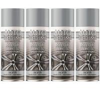 MIXEL Silver Alloy Wheel Spray Paint, Quick-Drying Formula, Long-Lasting Protection, DIY Enthusiasts, Easy-To-Apply, Ideal For Restoring Or Refinishing Alloy Wheels, 400ml, (4 Pcs)