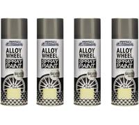 MIXEL Silver Gloss Alloy Wheel Spray Paint, DIY Enthusiasts, Easy to Apply, Fast-Drying Formula, Long-Lasting Protection, Perfect For Both Indoor And Outdoor Use, 400ml, (4 Pcs)