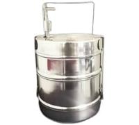MIXEL Stainless Steel Bombay Tiffin 14x2, Airtight Design, Durable, Rust Resistance, And Long-Lasting, Easy To Open And Close, Clip-On Locking Mechanism