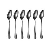 MIXEL Stainless Steel Dinner Spoon Set, Easy to Clean, Ergonomic Handle, Perfect for Everyday Dining, Special Occasions, Ideal for Home Or Restaurant Use, 20cm, (Metalllic-Black, 6 Pieces)