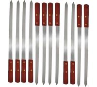MIXEL Stainless Steel Flat Kebab Skewers, Secure Holding, Versatile Use, Ideal for Both Indoor and Outdoor Grilling, BBQ Skewers with Wooden Handle, Ergonomic Design (4 PCS)