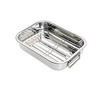 MIXEL Stainless Steel Roasting Pan with Rack, Roasting Tin Tray Oven Rack, Dishwasher Safe, Secure Grip, Versatile Cooking, Easy to Clean