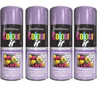 MIXEL Violet Gloss Spray Paint, Quick-Drying Formula, Long-Lasting, Perfect For Crafting, DIY Projects, Automotive, Home Décor, Ideal For Both Indoor And Outdoor Use, 400ml, (4 Pcs)