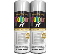 MIXEL White Matt Spray Paint, Quick-Drying Formula, DIY Projects, Crafting, Home Renovation, Perfect For Wood, Metal, Plastic, Ceramics, Indoor And Outdoor Use, 250ml, (2PCS)