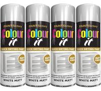 MIXEL White Matt Spray Paint, Quick-Drying Formula, DIY Projects, Crafting, Home Renovation, Perfect For Wood, Metal, Plastic, Ceramics, Indoor And Outdoor Use, 250ml, (4PCS)