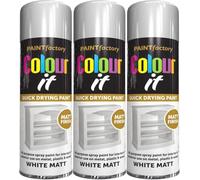 MIXEL White Matt Spray Paint, Quick-Drying Formula, DIY Projects, Crafting, Home Renovation, Perfect For Wood, Metal, Plastic, Ceramics, Indoor And Outdoor Use, 250ml, (3PCS)
