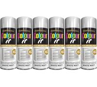 MIXEL White Matt Spray Paint, Quick-Drying Formula, DIY Projects, Crafting, Home Renovation, Perfect For Wood, Metal, Plastic, Ceramics, Indoor And Outdoor Use, 250ml, (6PCS)