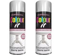 MIXEL White Satin Finish Spray Paint, Quick-Drying Formula, Long-Lasting, DIY Enthusiasts, Home Decor, Crafting, Easy-To-Apply, Perfect For Both Interior And Exterior Use, 250ml, (2 Pcs)