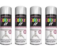 MIXEL White Satin Finish Spray Paint, Quick-Drying Formula, Long-Lasting, DIY Enthusiasts, Home Decor, Crafting, Easy-To-Apply, Perfect For Both Interior And Exterior Use, 250ml, (4 Pcs)