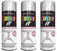 MIXEL White Satin Finish Spray Paint, Quick-Drying Formula, Long-Lasting, DIY Enthusiasts, Home Decor, Crafting, Easy-To-Apply, Perfect For Both Interior And Exterior Use, 250ml, (3 Pcs)