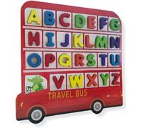 MIXEL Wooden Alphabet Travel Bus, Puzzles With Chunky 3D Letters, Vibrant Multicolour, Eye Catching Theme, Educational And Learning Tool, Develop Fine Motor Skills