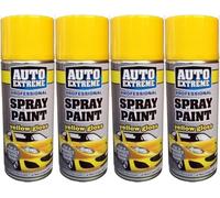 MIXEL Yellow Gloss Spray Paint, Quick-Drying, DIY Projects, Crafting, Furniture, Metal, Wood, Plastic, Long-Lasting Finish, Ideal For Indoor And Outdoor Use, 400ml, (4 Pcs)