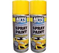 MIXEL Yellow Gloss Spray Paint, Quick-Drying, DIY Projects, Crafting, Furniture, Metal, Wood, Plastic, Long-Lasting Finish, Ideal For Indoor And Outdoor Use, 400ml, (2 Pcs)