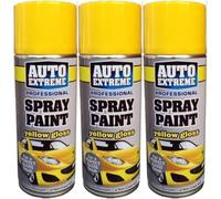 MIXEL Yellow Gloss Spray Paint, Quick-Drying, DIY Projects, Crafting, Furniture, Metal, Wood, Plastic, Long-Lasting Finish, Ideal For Indoor And Outdoor Use, 400ml, (3 Pcs)