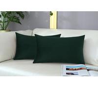mixeoo Comfy Dark Green Throw Pillow Covers Christmas Decorative Lumbar Solid Thick Velvet Super Soft Cushion Cases Home Decor for Sofa Couch Living Room Chair, Set of 2, 12 x 20 Inch