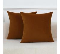 mixeoo Comfy Rust Orange Throw Pillow Covers Decorative Square Velvet Super Soft Terracotta Cushion Couch Cases for Livingroom Sofa Decor, Set of 2, 18 x 18 Inch