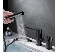 Mixer Bath Taps 3 Hole 360° Swivel Bathroom Tap with Shower Attachment,Black LWX