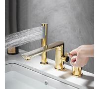 Mixer Bath Taps 3 Hole 360° Swivel Bathroom Tap with Shower Attachment,Black LWX