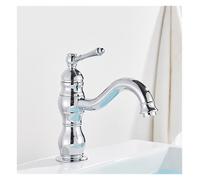 Mixer Faucet- Single Handle Single Hole Brass hot and Cold Water Palace Style countertop Installation Vintage(Chrome)