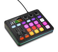 Mixer for PC, Mini Audio Mixer Soundboard, Game Computer Sound Card, Game Mixer, Stereo DJ Mixer, RGB Lighting, Voice-Over & Voice Change for Live Streaming, DJing & Recording
